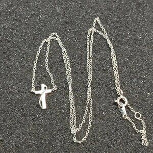925 Sterling Cross Necklace Minimalist Pendant 18” Chain Faith Modern 2.1g